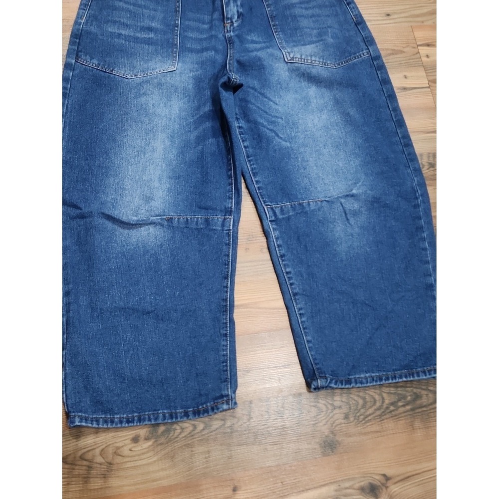Barrel Jeans 10 Boho Western Relaxed Blue High Waist Ankle Large Slouchy Slung - Picture 2 of 5